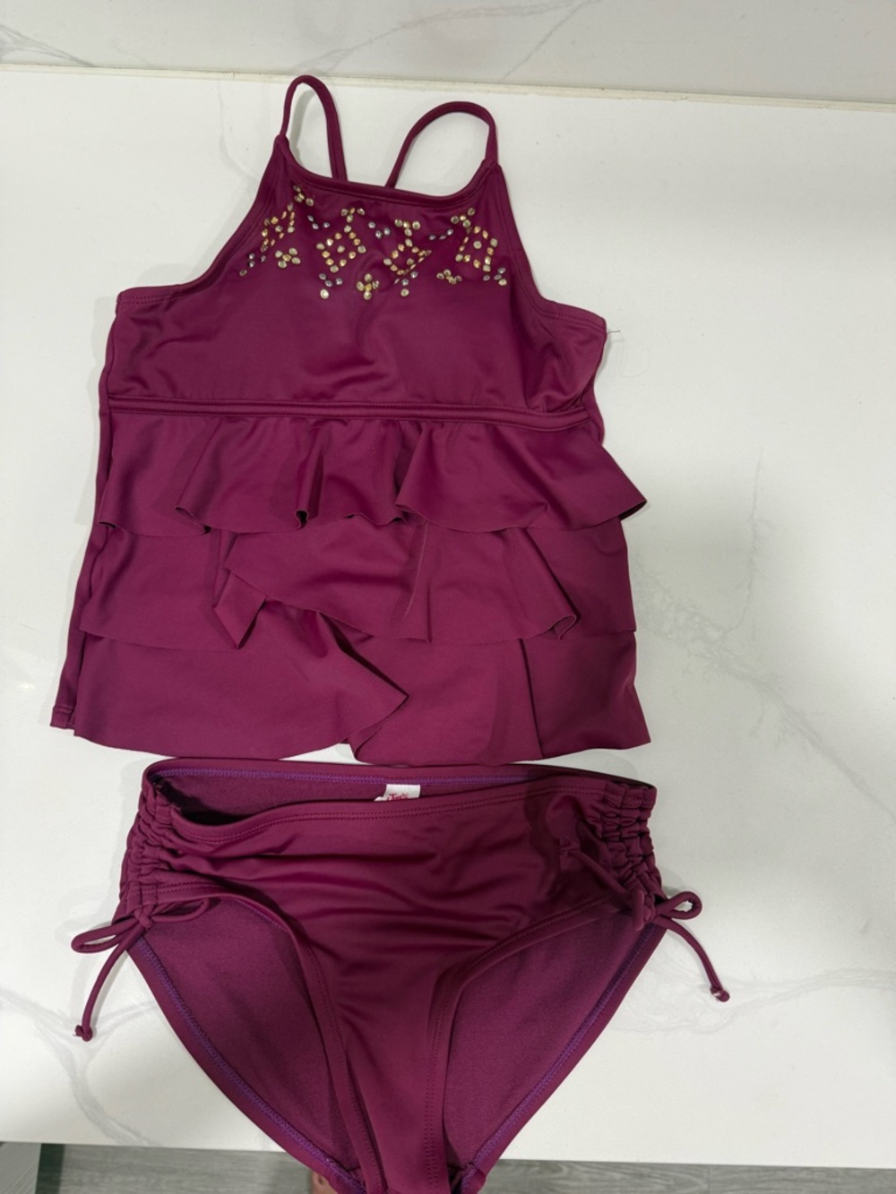 Justice Girls Berry Ruffle Tankini Set Size 10